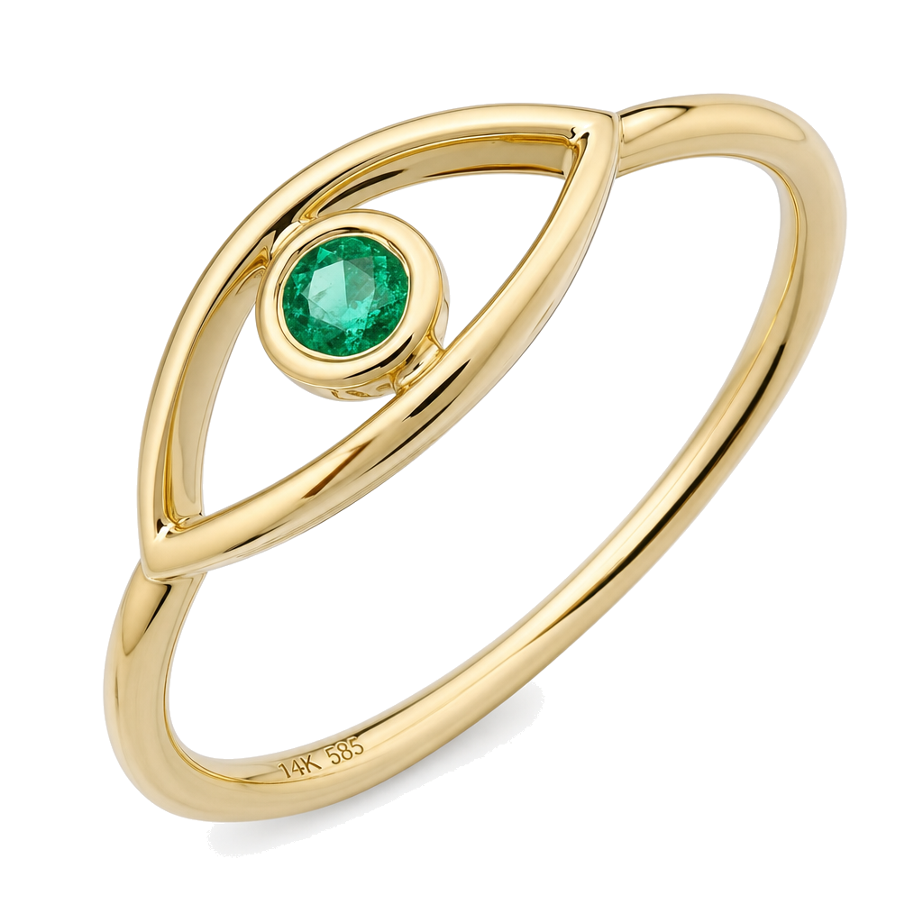 Gemstone Bezel Evil Eye Ring