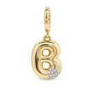Bubble Letter Diamond Necklace Charm, side view