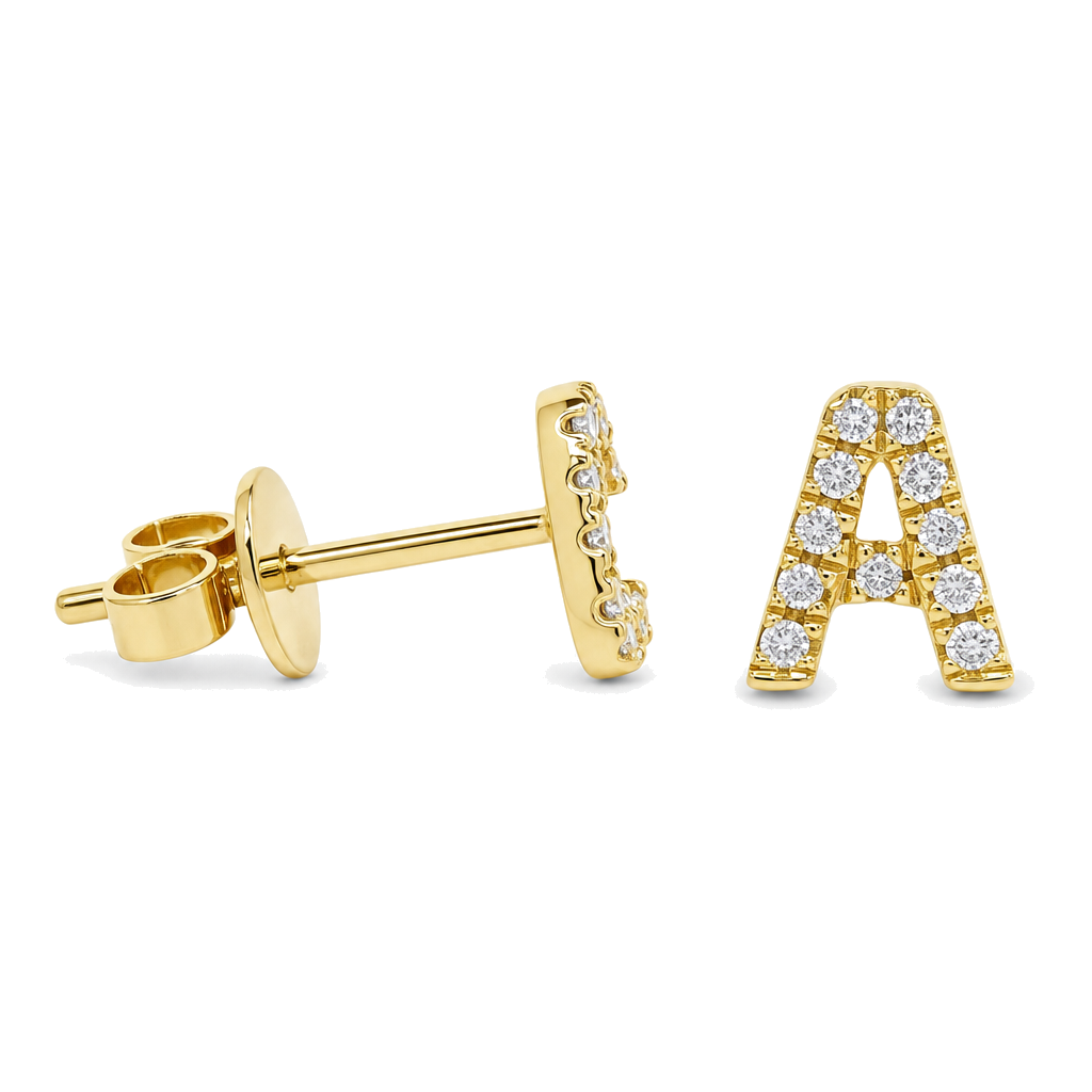 Pave Diamond Initial Earrings