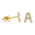 Pave Diamond Initial Earrings worn on hand