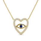 Sapphire Accented Evil Eye Heart Diamond Necklace, sapphire and diamond, Izakov Fine Jewelry
