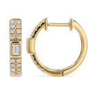 2-Row Baguette Diamond Huggie Earrings, 14K gold, Izakov Fine Jewelry