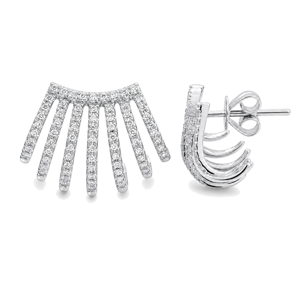 Micro Pave Caged Lobe Diamond Earrings, alternate angle