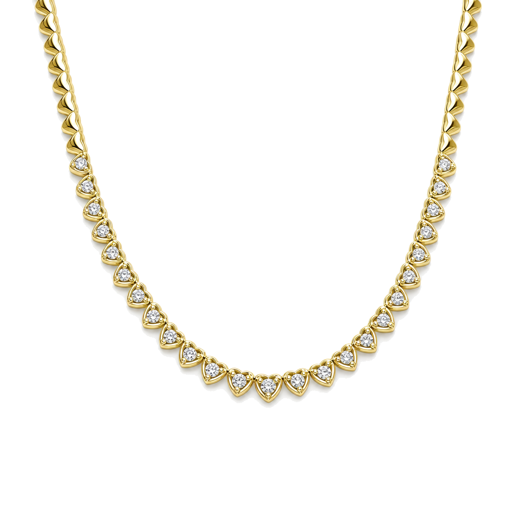 Diamond Accented Heart Shaped Tennis Necklace, diamond, Izakov Fine Jewelry