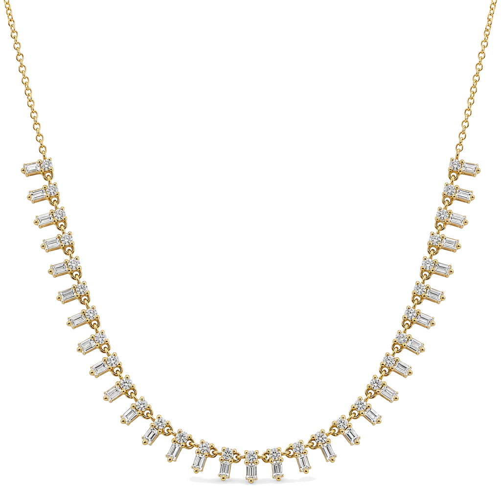 Mini Tribal Baguette Drop Diamond Necklace