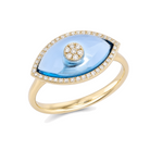 Diamond Halo Evil Eye Gemstone Ring