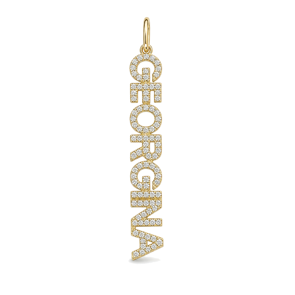 Personalized Diamond Block Nameplate Charm