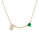 Pave Diamond Initial Heart Gemstone Necklace