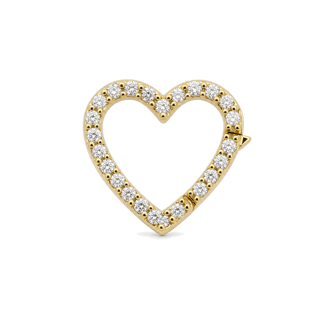 Heart Diamond Accented Carabiner Charm Enhancer