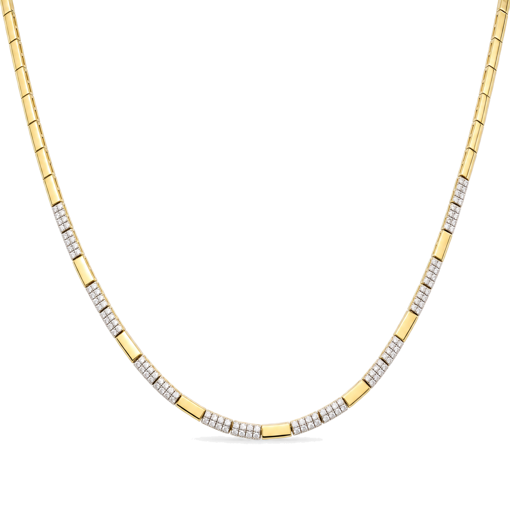 Micro Pave Diamond Bars Pattern Necklace, diamond, Izakov Fine Jewelry