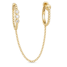 Diamond Bezel Huggie Chained Ear Cuff Earring