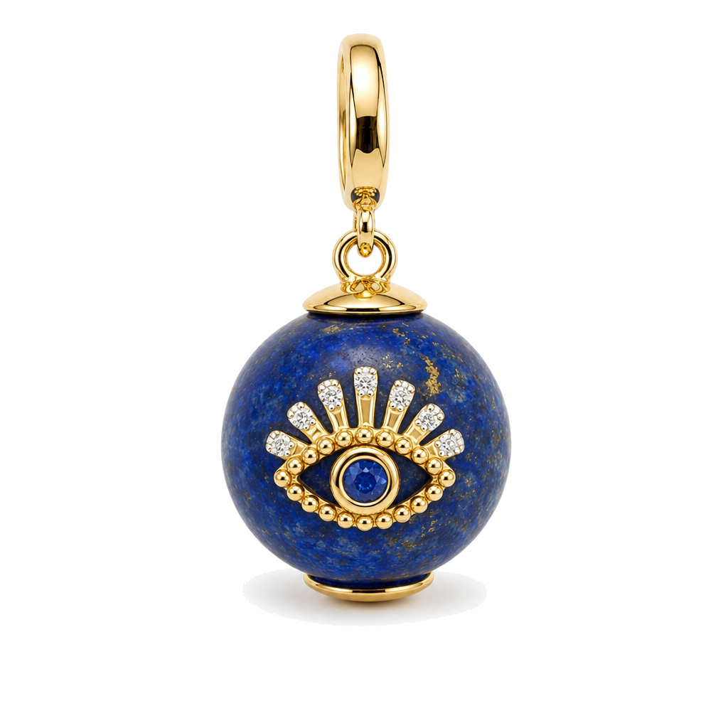 Diamond Evil Eye Lapis Sphere Charm