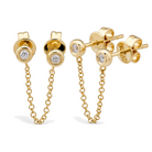 Chained Diamond Bezel Earrings, diamond, Izakov Fine Jewelry