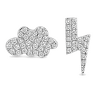 Diamond Pave Bolt + Cloud Mismatch Button Earrings