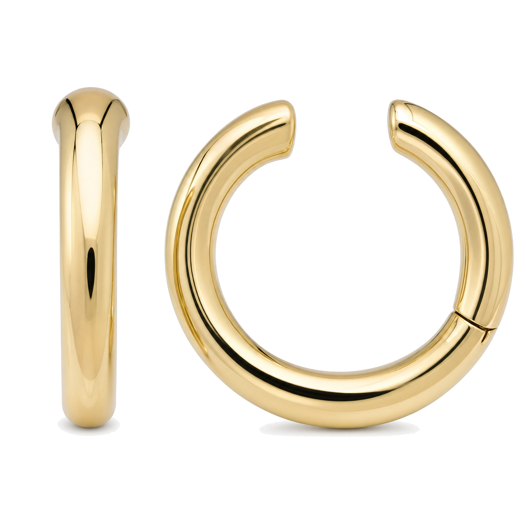 Classic Round Gold Ear Cuff, gold, Izakov Fine Jewelry