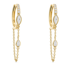 Marquise + Pear Diamond Chained Huggies, diamond, Izakov Fine Jewelry
