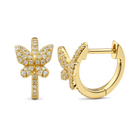 Micro Pave Diamond Butterfly Huggie Earrings, diamond, Izakov Fine Jewelry