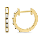 Baguette Diamond Huggie Earrings, diamond, Izakov Fine Jewelry