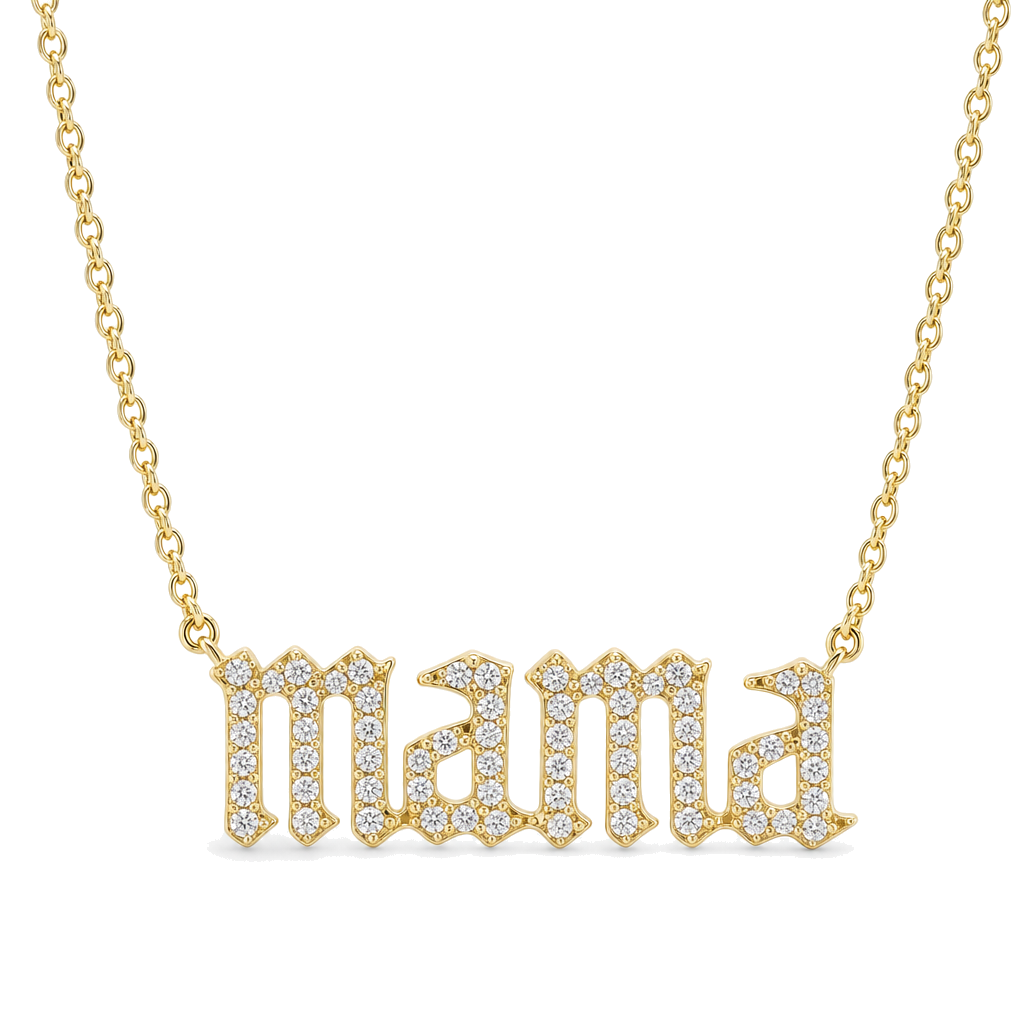 Diamond Pave Gothic Mama Statement Necklace, diamond, Izakov Fine Jewelry