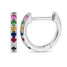 Rainbow Sapphire Diamond Huggies (9mm) close-up, huggie