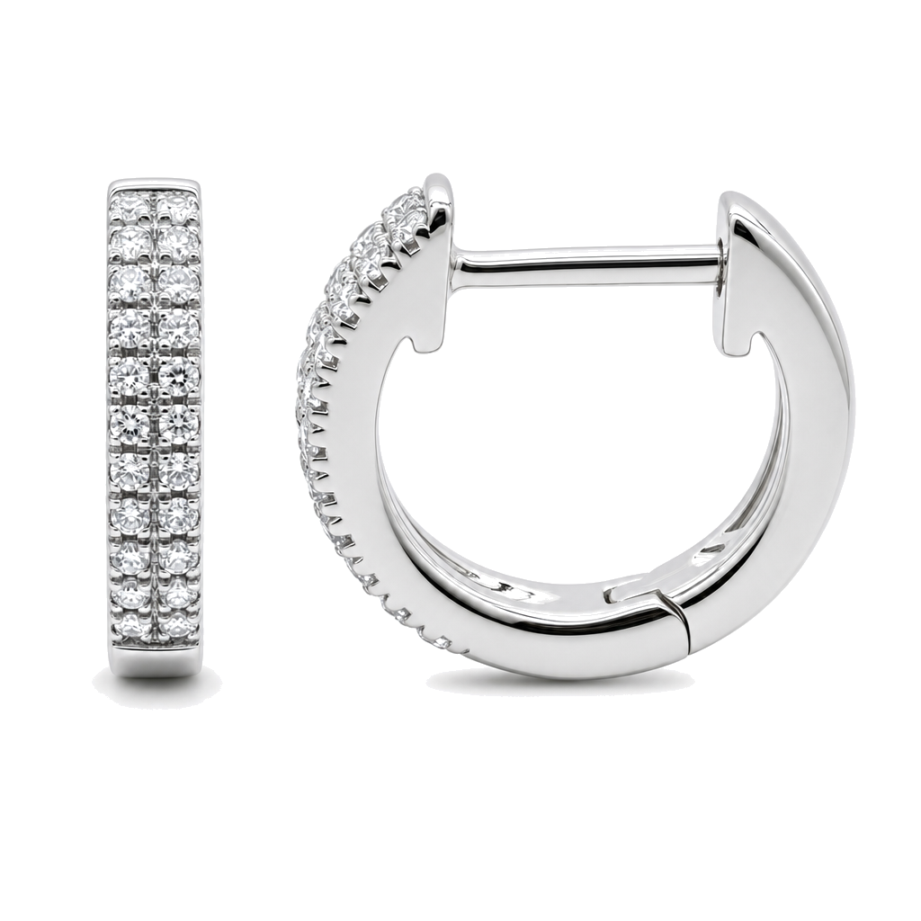 Micro Pave 2-Row Diamond Huggies close-up, pave