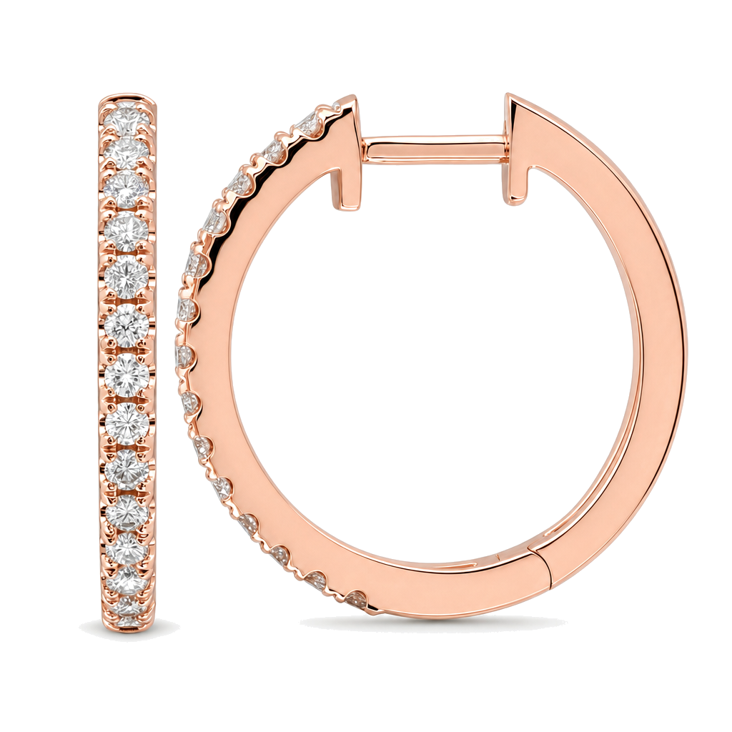 Pave Diamond Hoop Earrings (17mm)
