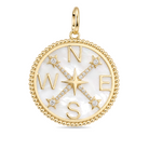 Gemstone Compass Coin Diamond Necklace Charm, diamond, Izakov Fine Jewelry