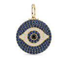Micro Pave Blue Sapphire Evil Eye Diamond Necklace Charm