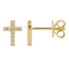 Mini Cross Diamond Button Earrings, diamond, Izakov Fine Jewelry