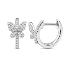 Micro Pave Diamond Butterfly Huggie Earrings worn on hand