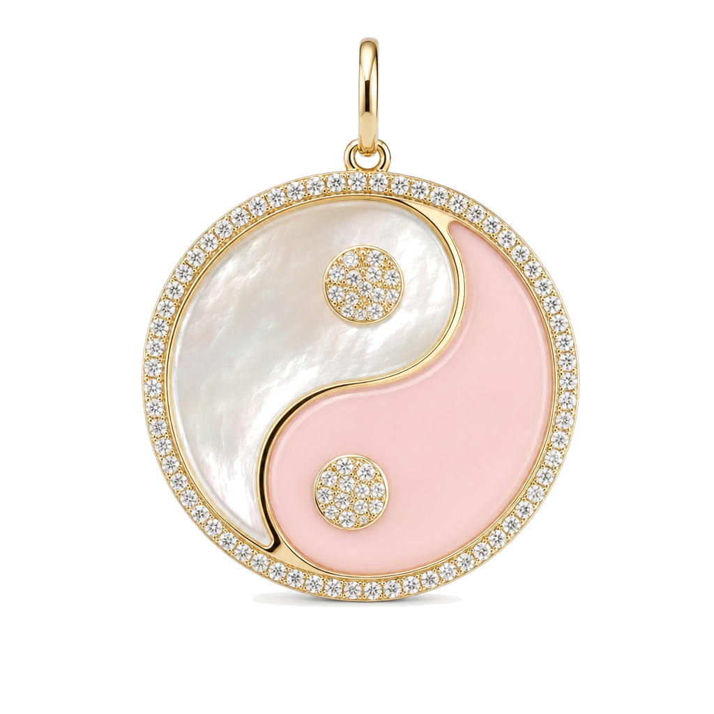 Large Yin & Yang Diamond Necklace Charm