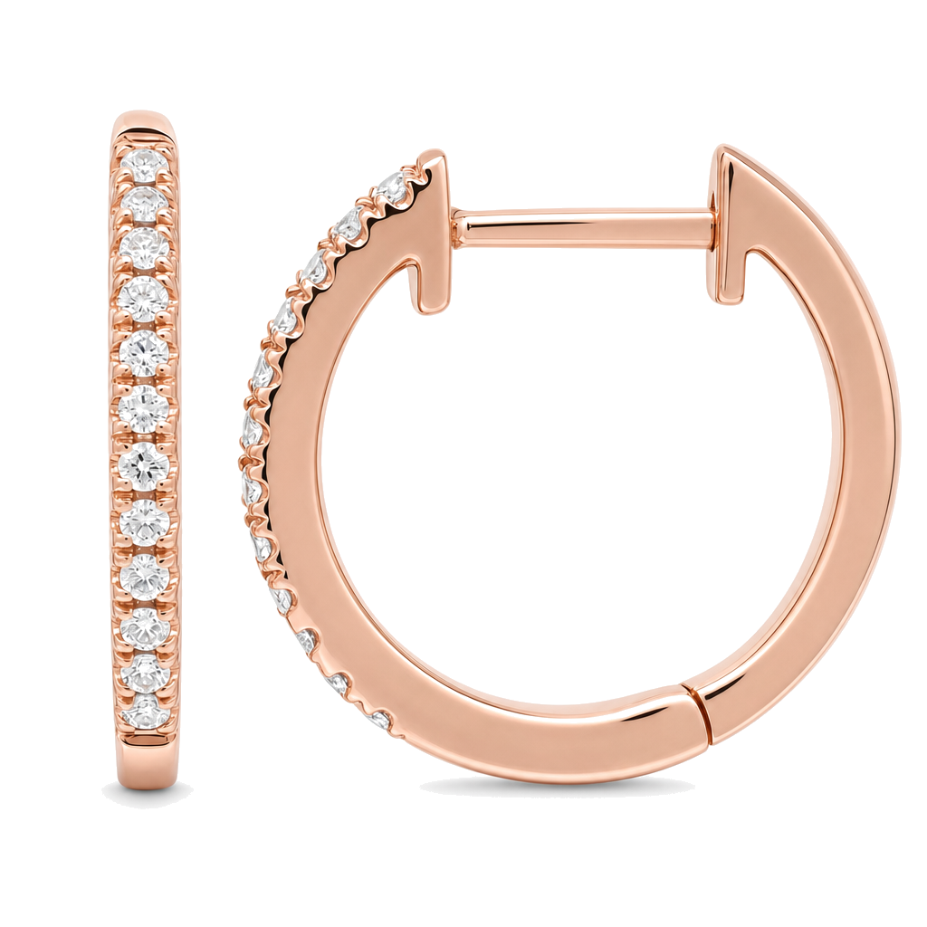 Micro Pave Diamond Huggies in 14K Gold | Izakov Fine Jewelry