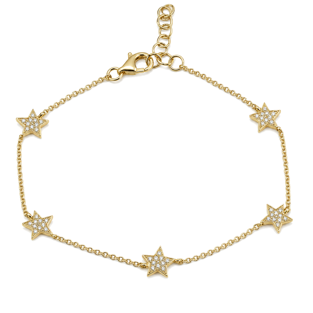 Micro Pave Diamond Stars Station Bracelet