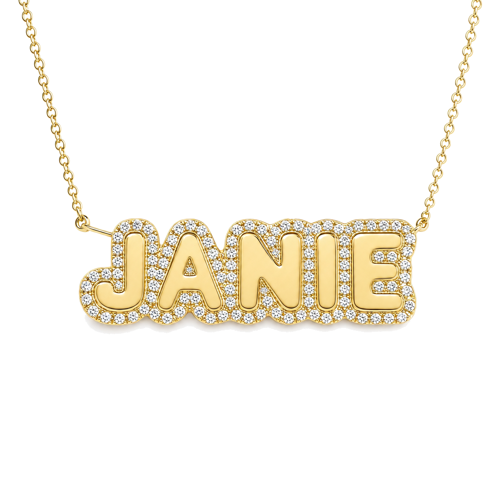 Personalized Diamond Cloud Nameplate Necklace