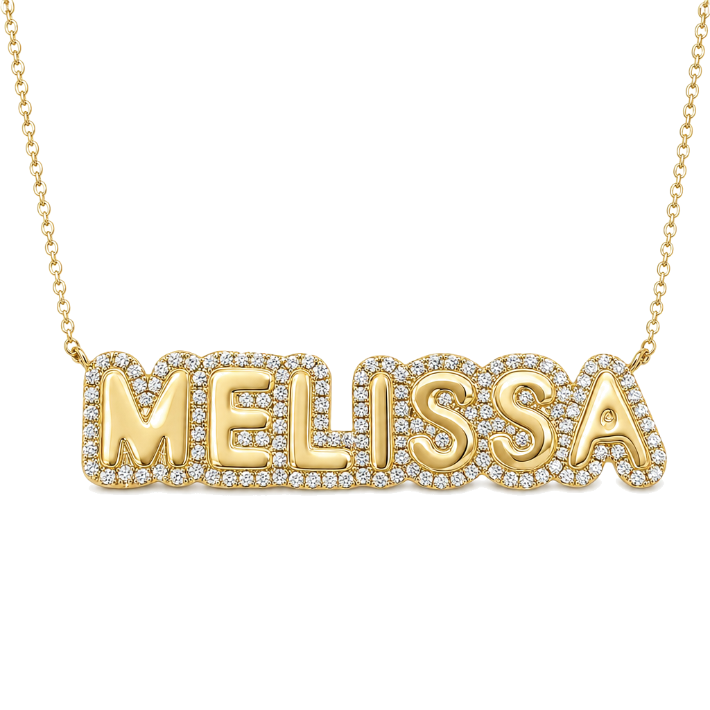 Personalized Diamond Cloud Nameplate Necklace