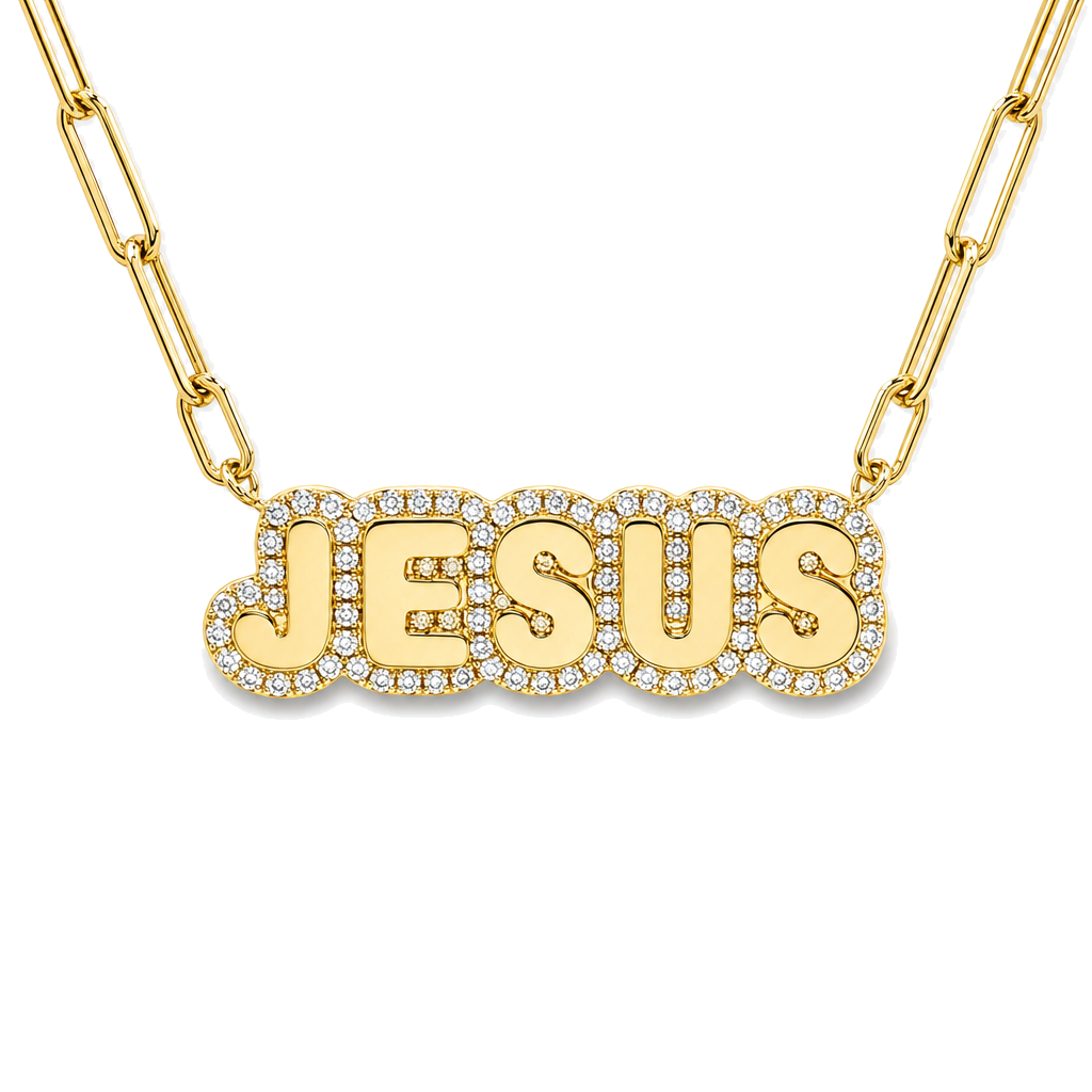 Personalized Diamond Cloud Nameplate Necklace
