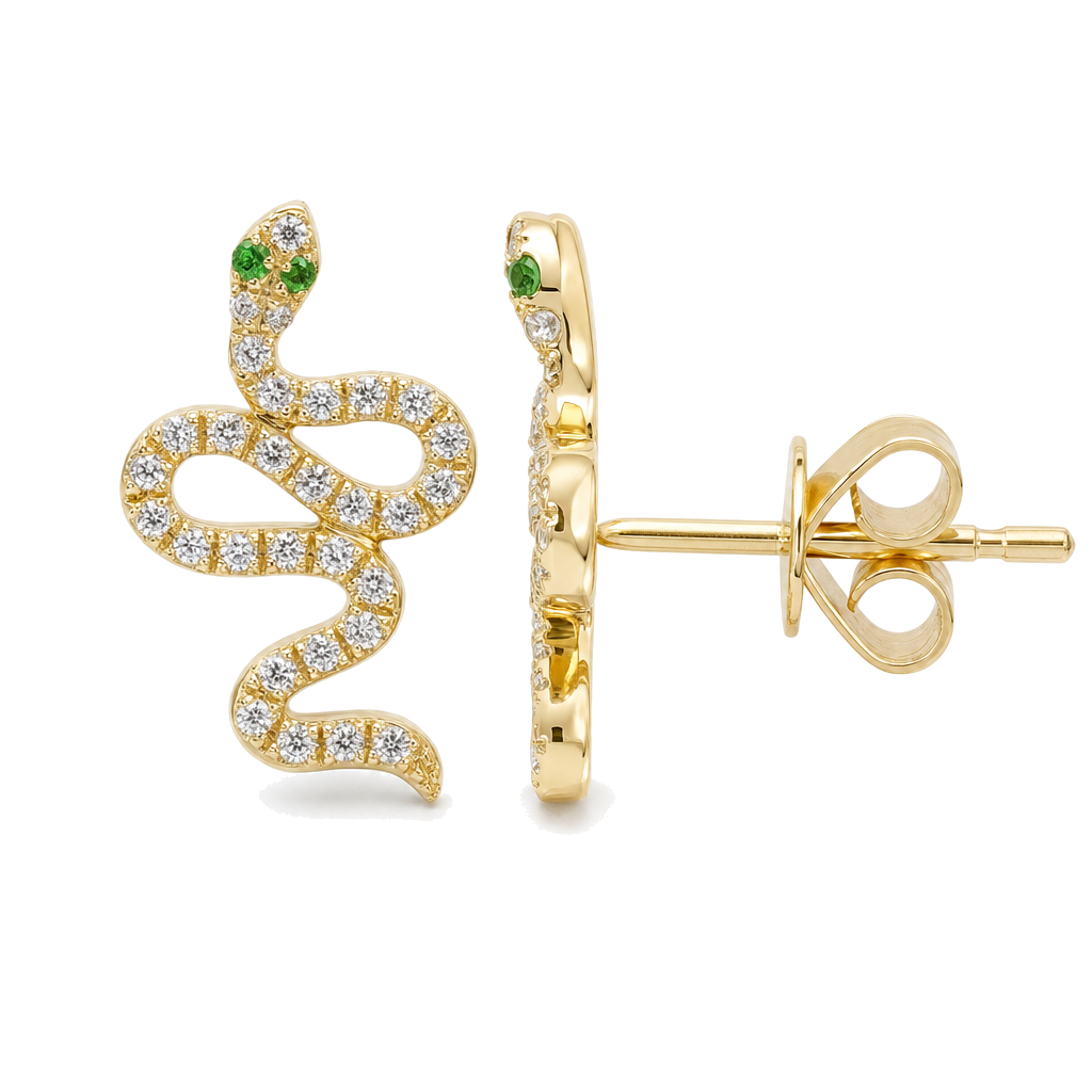 Diamond Pave Viper Button Earrings