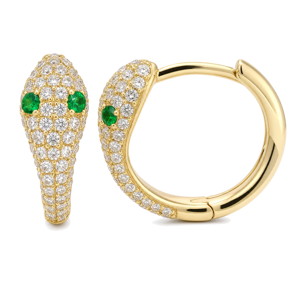Diamond Pave Viper Huggie Earrings, diamond, Izakov Fine Jewelry
