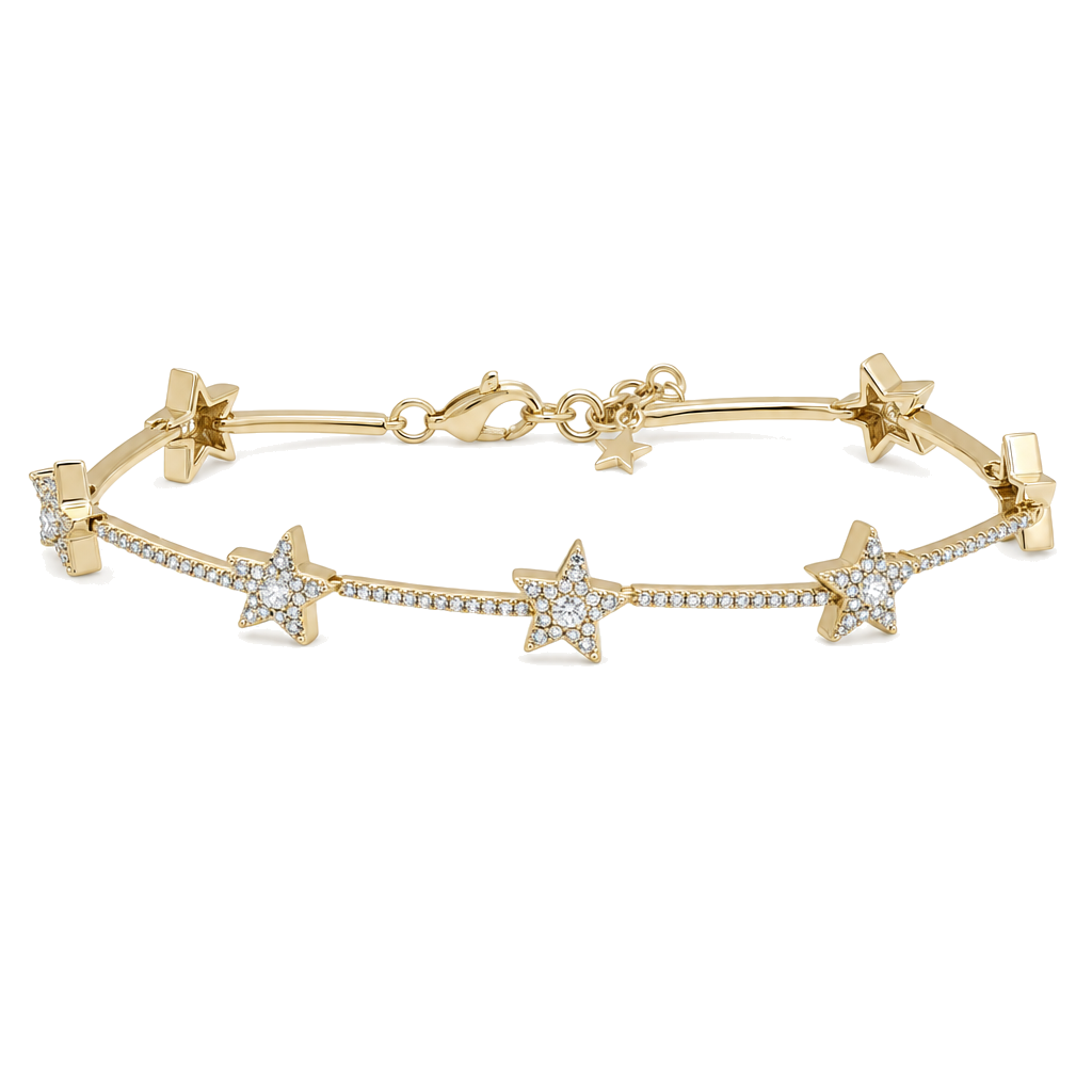 Micro Pave Diamond Stars Tennis Bracelet