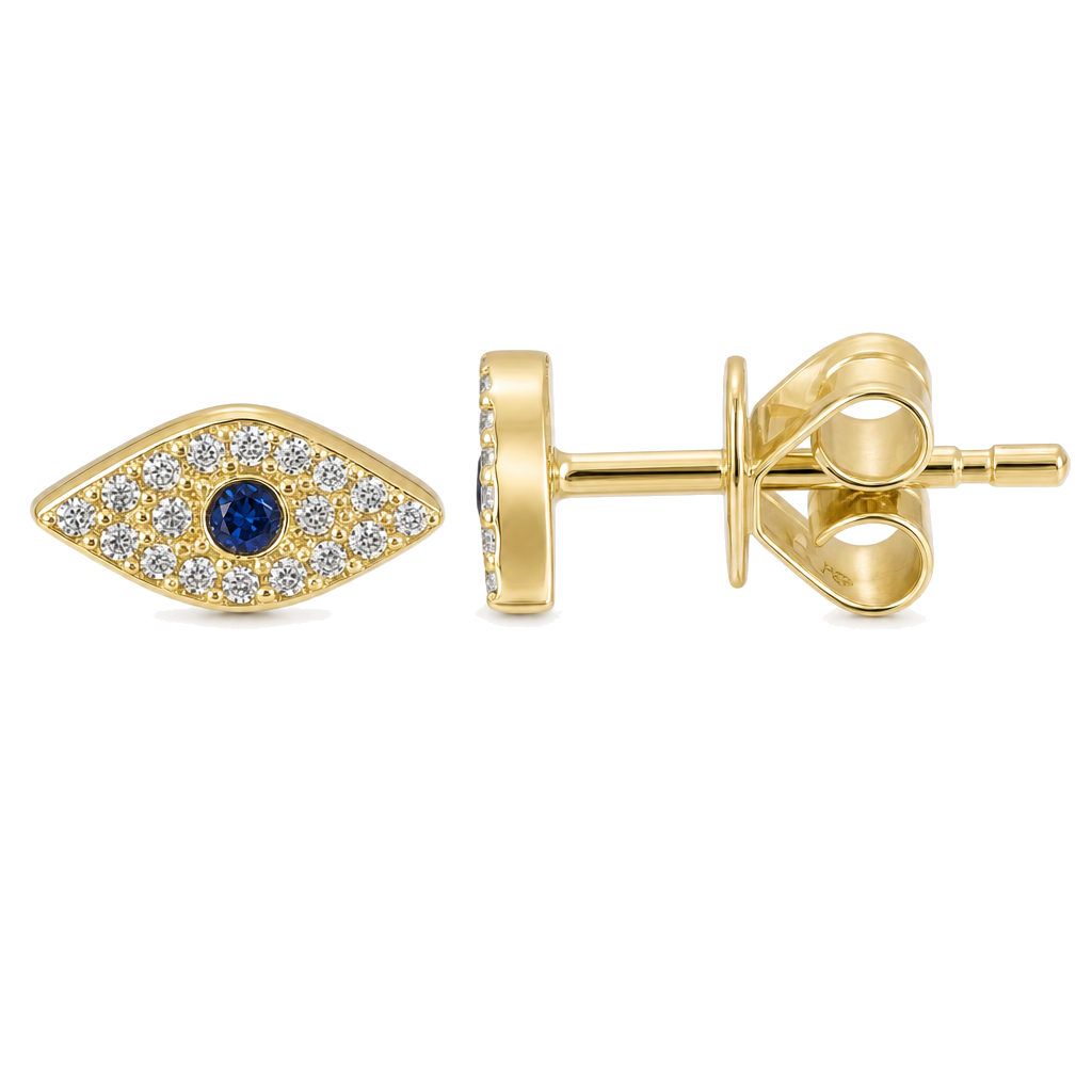 Micro Pave Diamond Blue Evil Eyes Earrings