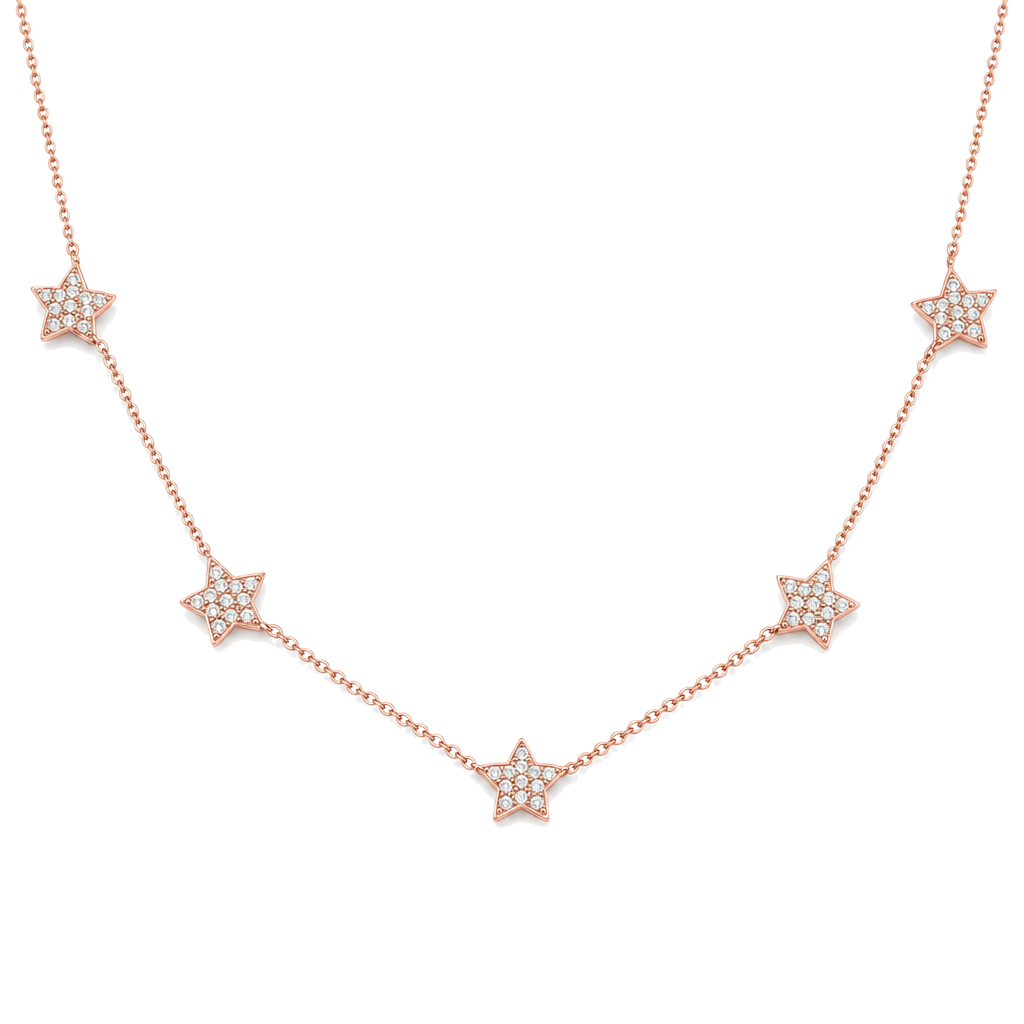 Micro Pave Diamond Stars Station Necklace, side view
