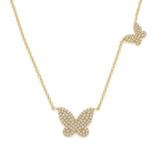 Diamond Pave Papillon Butterflies Duo Necklace
