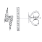 Diamond Pave Lightning Bolt Button Earrings