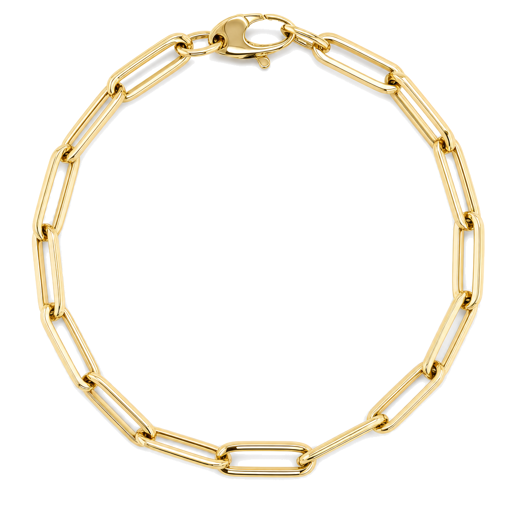 Solid Paper Clip Gold Chain Bracelet