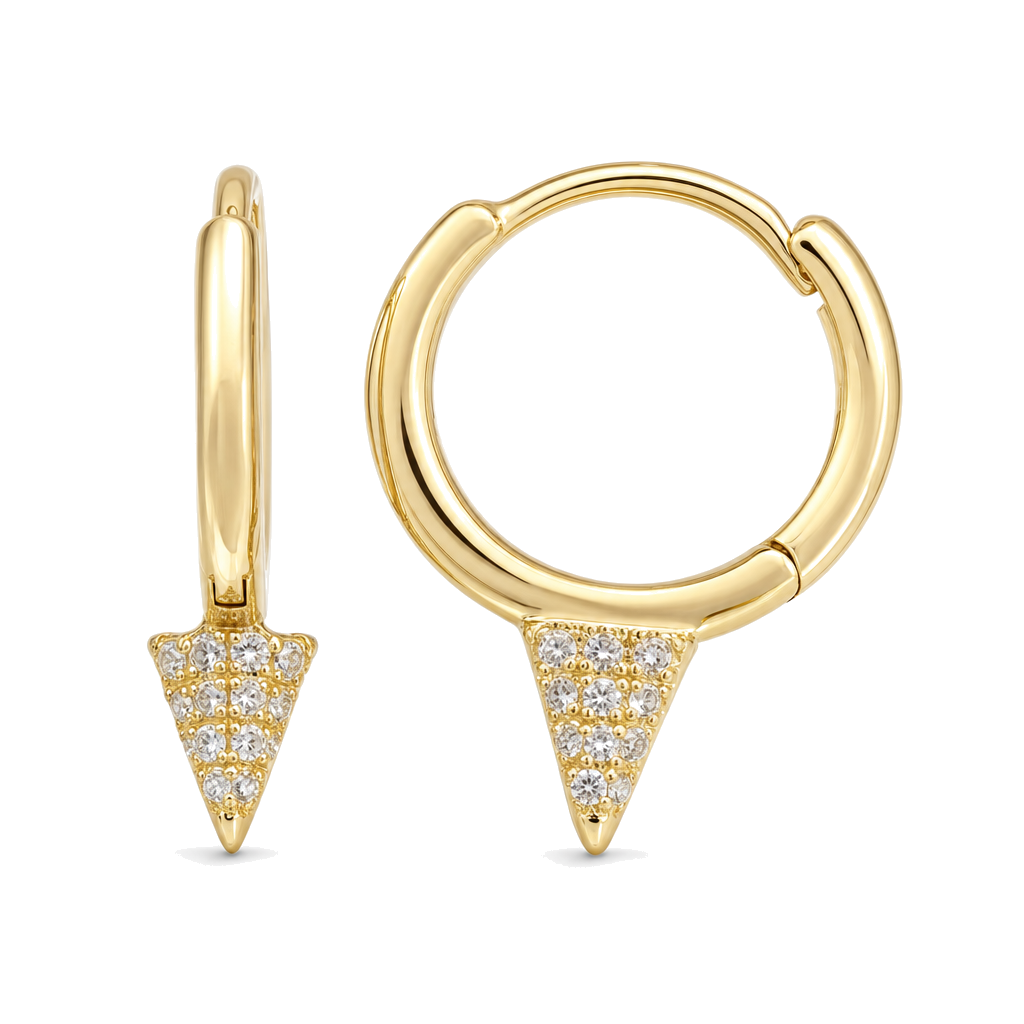 Micro Pave Mini Spike Gold Huggies, gold, Izakov Fine Jewelry