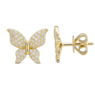 Micro Pave Diamond Monarch Butterfly Button Earrings, diamond, Izakov Fine Jewelry