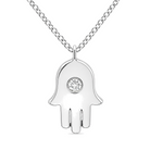 Diamond Accent Hamsa Pendant Necklace, alternate angle