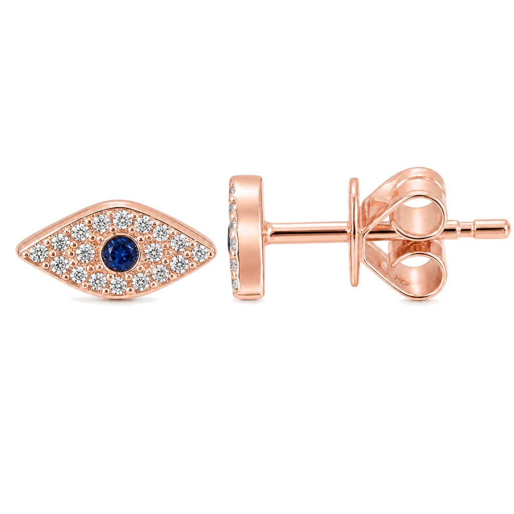 Micro Pave Diamond Blue Evil Eyes Earrings