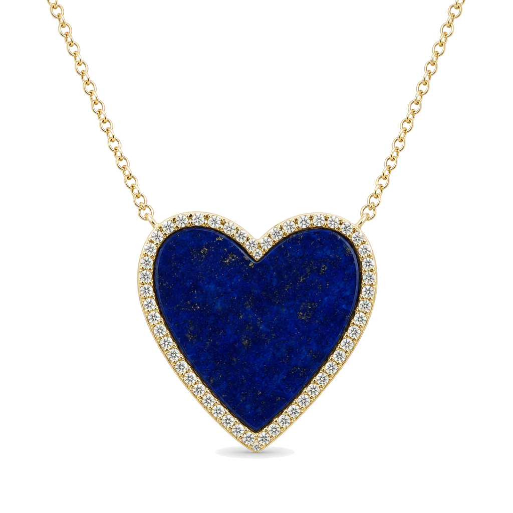 Diamond Halo Gemstone Heart Necklace