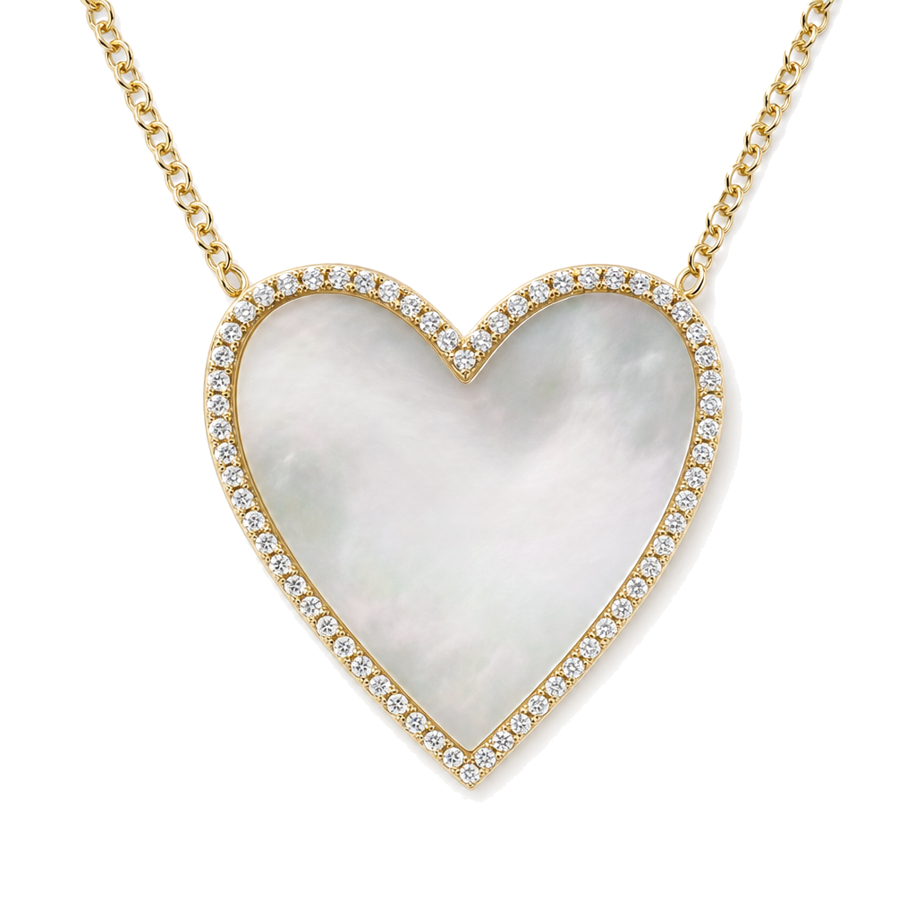 Diamond Halo Gemstone Heart Necklace
